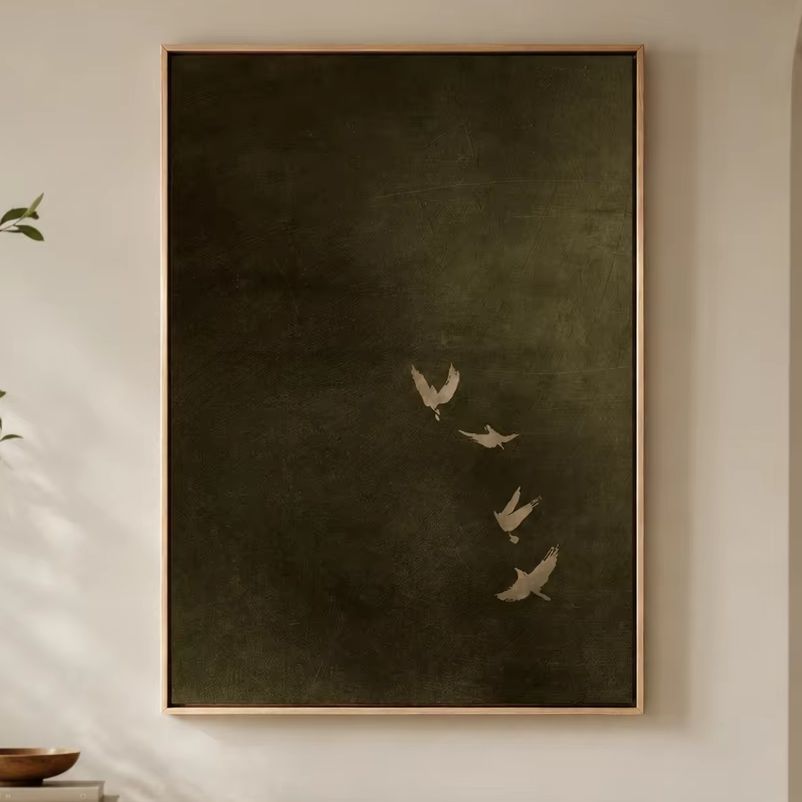 Photography Night - Toile d'art murale vert olive avec