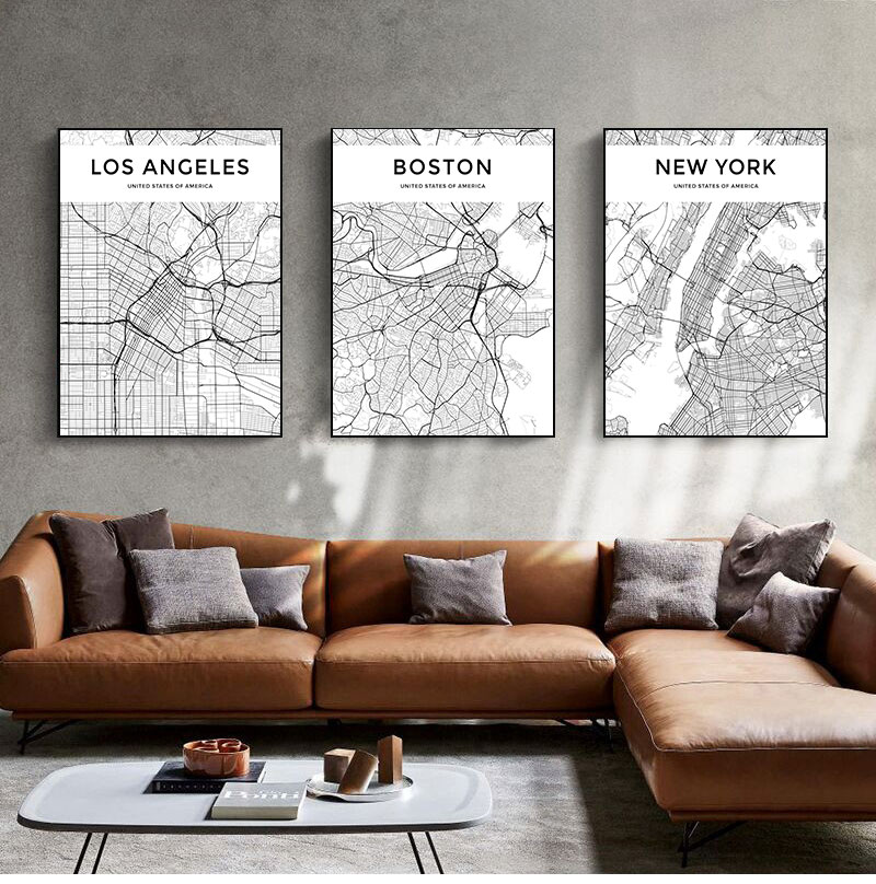 Photography Mapped - Tableaux imprimés style nordique pour salon,