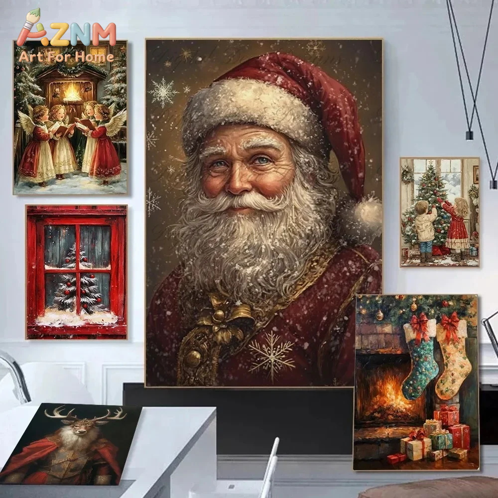 Photography Angle - Affiche de Noël vintage pour salon,