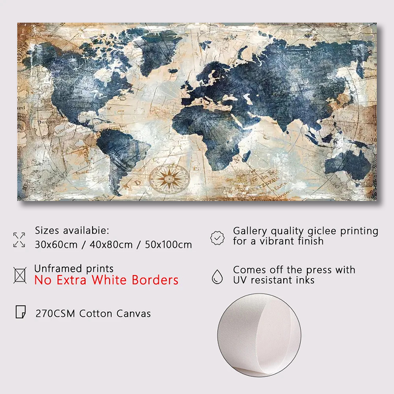 1pc toile affiche Vintage Art  - Photography Mapped avis et prix